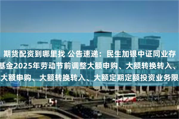 期货配资到哪里找 公告速递：民生加银中证同业存单AAA指数7天持有期基金2025年劳动节前调整大额申购、大额转换转入、大额定期定额投资业务限额
