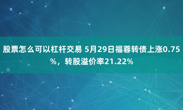 股票怎么可以杠杆交易 5月29日福蓉转债上涨0.75%，转股溢价率21.22%